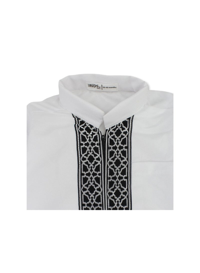 Ourkids Baby Boys Cotton Long-Sleeved Ramadan Jilbab – White - Image 3